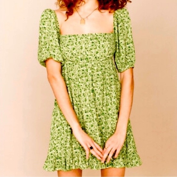 Reformation Bristol Mini Dress Size Xl Samantha Green Floral Babydoll